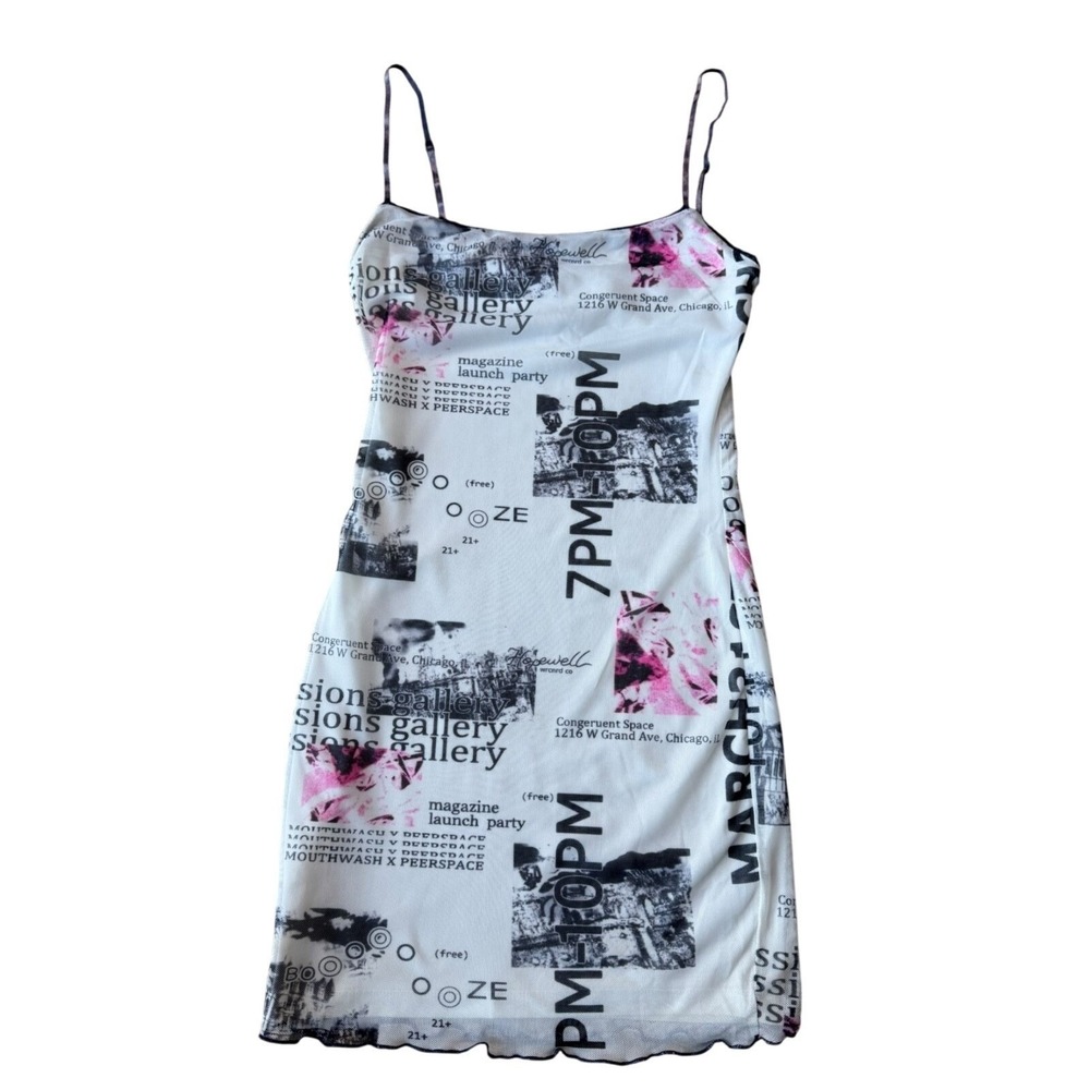 Princess Polly Y2K Text Graphic Bodycon Mini Dress 2 Pink Indie Grunge EUC